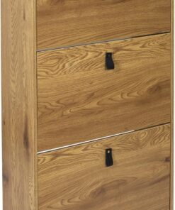 HOME DECO FACTORY - HD7382 Mueble Zapatero 3 Puertas - Almacenamiento Práctico para Entrada o Salón - Estilo Industrial - Dimensiones 63 x 117 x 24 cm - Color Marrón