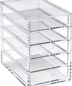 Osco A3278 - Organizador de material de escritorio (5 cajones, acrílico), transparente
