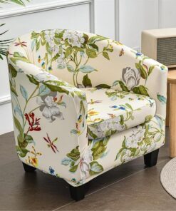 Highdi 2 Piezas Funda de Sillón Chesterfield, Cubre Sofá de 1 Plaza Elásticas Lavable Universal Antideslizantes, Fundas Protector de Butaca Elegante para Dormitorio, Contador (Flor de Primavera)