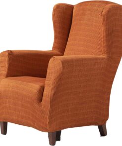 Estoralis Vega | Funda Sillon de Diseño Moderno | Tejido Elastico Naranja | para Sillon Orejero (de 70 a 110 cm.) | Maxima Adaptabilidad a Todo Tipo de sofás