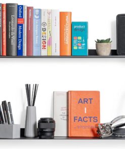 Pack de 2 Estanterías de Pared | 70x15 cm | 100% Acero | Fabricado en Europa | Estanteria Libros | Baldas Flotantes Pared | Estanteria Negra | Estanterias Pared | Estante Flotante Pared