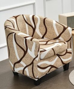 Highdi 2 Piezas Funda de Sillón Chesterfield, Cubre Sofá de 1 Plaza Elásticas Lavable Universal Antideslizantes, Fundas Protector de Butaca Elegante para Dormitorio, Contador (Líneas Marrones)