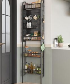 UMDONX Estante Estrecho para Baño de 4 Niveles | Organizador de Metal Estrecho para Baño y Cocina, Multiusos para Espacios Pequeños (Negro)