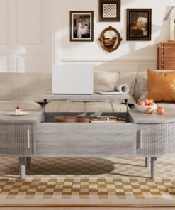 Mesa de Centro con Tapa Elevable – Mesa Central Moderna de Madera con Puerta Corredera y Almacenamiento Oculto, para Salón, Espacios Pequeños, Oficina en Casa