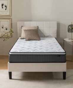 Zinus Colchon 90 x 190 cm Híbrido - Altura 25 cm - Colchón Muelles Ensacados y Viscoelástica - Firmeza Media - Certificado Oeko-Tex