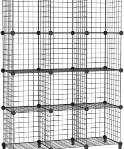 AWTATOS Estante de Almacenamiento Multiuso, 12 Cubos, Organizador modular de Alambre de Hierro, para Sala de Estar, hogar, Negro | Estantería de rejilla metálica estantería cubo estante cubo con puertas para sala de estar, dormitorio, baño negro USCIH12BE