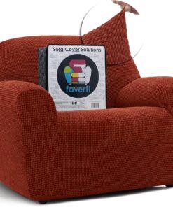 FAVERTI® Funda Sillón Super Elástica 1 Plaza de 70 a 110 cm | Modelo NOVELE | Caldera | Funda Universal Ideal para Cualquier Forma de sillón | Protector de Calidad Tejido Jacquard Tacto algodón