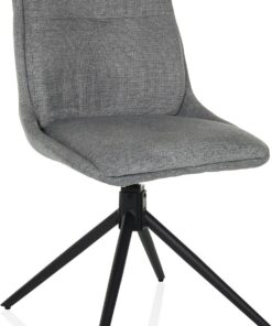 Silla de Comedor giratoria TARVISO I Silla de Cocina giratoria con Patas de Metal, Silla tapizada Moderna, tapizado de Tela Suave, Gris