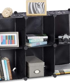 Relaxdays Estantería Modular Pequeña con 6 Compartimentos, Negro, 37x49x176 cm