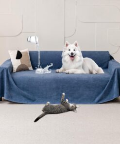 Loiion Fundas de Sofa Anti Gatos, Protector de Sofá para Gatos, Funda Impermeable Sofa, Funda Sofa 3 Plazas, Funda Sofa Gato y Perros Mascotas, Funda Protectora de Sofá Azul Marino 340x180cm | Protector de sofá apto para mascotas, antiarañazos y antideslizante, para gatos, perros, niños, lavable a máquina