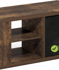 Furinno Viola Mesa de Centro de 3 Niveles con Tablero de 3 cm; Estante Abierto y Compartimento; para Sala, Dormitorio u Oficina en casa; Color Pino ámbar