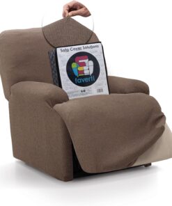 FAVERTI® Funda Elástica Sillón Relax Pies Juntos Reclinable de 70 a 90cm | Modelo Reale | Ante | Funda Sillón Abatible Universal | Protector de Calidad Tejido Jacquard Tacto algodón