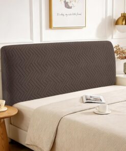 Elástico Funda Cabecero Cama, 150cm, Universales Fundas Cabeceros Color Sólido, Funda Protectora De Cabecera Modernas, Desenfundable, Tejido Suave, Resistente Antipolvo, Café Claro