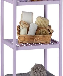 Relaxdays Estantería de baño con 4 estantes, 110 x 34,5 x 33 cm, estantería colorida cuarto de niños, lila