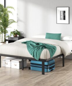 Zinus Caleb - Marco de Cama (160 x 200 cm, Altura 36 cm, con Almacenamiento Debajo de la Cama, Marco de Acero Plegable, Color Negro