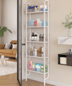 Estante Trasera de la Puerta, Estrecho Almacenamiento de Metal | 5 Niveles Estante Estrecho para Baño, Cocina, Dormitorio, Habitación Infantil, Blanco