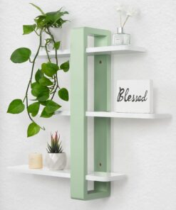 SUMGAR Estantería Pared de 3 Niveles Deslizables, Baldas Flotantes Verde | 50cm Estanteria Flotante Pared, Repisas de Pared, Almacenaje, Decoración, Estante Flotante para Fotos, para Salón, Dormitorio