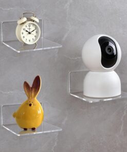 Estanteria Pared 3PCS Acrílico Estantes de Pared Sin Agujeros 10 cm Estantes Flotantes Autoadhesivo para habitación de los Niños con Clips Cables para Baño Cocina Oficina en Casa-Transparent