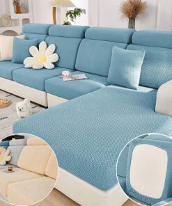Yoovat Magic - Fundas de sofá mágicas, fundas de sofá universales resistentes al desgaste, fundas elásticas para seccionales (textura-azul marino, funda de asiento doble grande)
