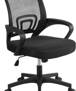 Yaheetech Silla de Oficina Silla de Escritorio de Malla Giratoria Negra | Regulable en Altura, Silla con Apoyo Lumbar, Función Inclinación, Silla Malla Transpirable, Capacidad Max136 KG