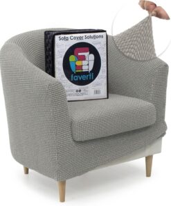 FAVERTI® Funda Super Elástica de Sillón Club con Funda de Asiento, Compatible con los sillones de IKEA TULLSTA y BAKLA | Modelo NOVELE | Gris Claro | Tejido Jacquard de Calidad Tacto Algodón