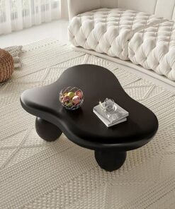Mesa de Centro pequeña con Forma de Nube Negra for Sala de Estar, mesas de Centro de Almacenamiento Modernas Blancas, Mesa de Centro Minimalista única, Mesa de Centro de Estilo rústico.