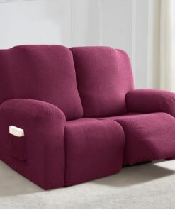 Funda de sillón de 6 piezas, funda para sillón de relax, funda de terciopelo, funda completa, para sillones de televisión, funda elástica con bolsillos, para niños y mascotas