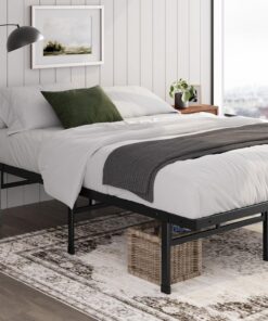 Zinus Justin - Cama de 90 x 190 cm con Lamas de Metal - Marco de Cama para Cama Individual de Acero Resistente - Almacenamiento bajo la Cama - Montaje fácil - Negro
