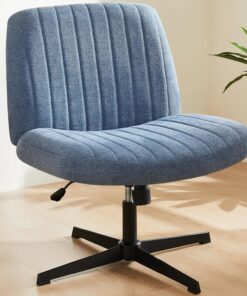 Sweetcrispy Silla de Oficina sin reposabrazos, Silla de Escritorio con Funda de Tela, Silla de Lectura con cojín más Ancho para Sentarse en el Asiento de Sastre, Altura Regulable, Silla giratoria de