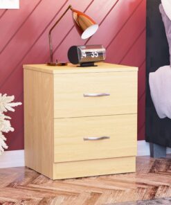 Vida Designs Home Discount - Mesita de Noche de 2 cajón, con Tiradores y guías de Metal, de Madera de Pino