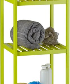 Relaxdays Estantería de baño con 4 estantes, 110 x 34,5 x 33 cm, estantería colorida cuarto de niños, verde claro