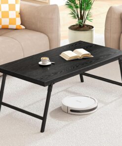 Mesa De Centro Plegable, Diseño de Hebilla Metálica a Presión, Firme y Estable, Se Puede Utilizar como Mesa Auxiliar De Salón O De Sofá, 105 X 55 X 40 Cm, Negro