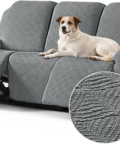 Timeles Fundas para sofá reclinable, fundas de sofá reclinable para sofá de 3 cojines, elásticas, suaves, lavables (tres plazas, gris claro)