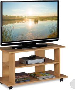 Relaxdays Mueble TV Ruedas con 2 Compartimentos, Mesa Televisión, 45 x 80 x 40 cm, Marrón