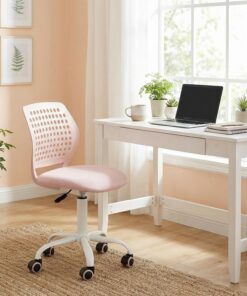 FurnitureR Silla de Oficina sin reposabrazos, Silla giratoria de Altura Ajustable con Ruedas, Silla ergonómica de Escritorio para Oficina en casa y Estudio, giratoria 360°, 3 Colores a Elegir