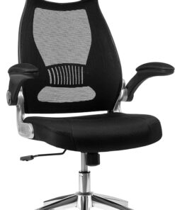 SONGMICS Silla de Oficina Giratoria, Reposacabezas, Negro | Silla de Escritorio de Malla con Mecanismo sincronizado, Altura Ajustable OBN86BK