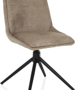 Silla de Comedor giratoria TARVISO I Silla de Cocina giratoria con Patas de Metal, Silla tapizada Moderna, tapizado de Tela Suave, Beige