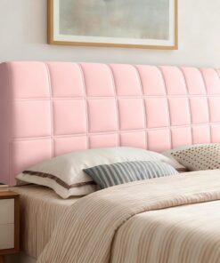 Funda para Cabecero de Cama Cuadradas Fundas Cabecero Cama Acolchada Suave Funda Grueso para Dormitorio Cabeceros Rosa 120cm