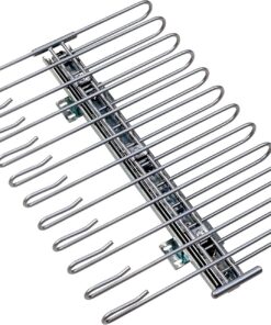 WENKO Percha para pantalones con corredera para armario - para 12 pantalones, riel de corredera desmontable, Metal cromado, 33 x 10 x 47 cm, Cromo brillante