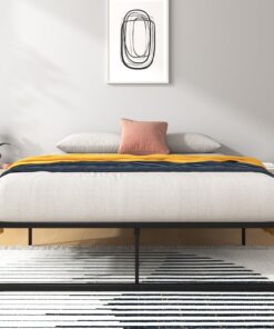 ZINUS Lorelai 36 cm Somier de plataforma metálica | Soporte de listones de acero | Espacio de almacenamiento debajo de la cama | Montaje fácil | 180 x 200 cm | Negro