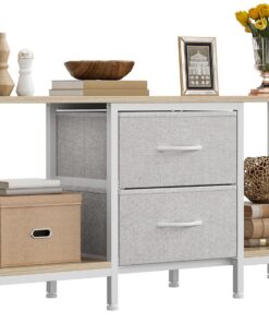 YITAHOME Mueble de TV de hasta 47 Pulgadas, Mueble de TV con 2 cajones de Tela y 2 estantes Abiertos, cómoda de 110 x 30 x 50 cm para Sala de Estar, Sala de Entretenimiento, Muebles de Dormitorio