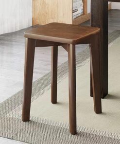 Taburetes de bar de altura de mostrador, taburetes de cocina apilables de madera con cojín suave para comedor, tocador, baño, tamaño compacto de 12 x 12 x 18 pulgadas, juego de 2