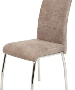 Hela Susi Silla de Comedor con tapizado en Color Beige de Estilo Vintage, Estructura cromada, Respaldo con asa, Capacidad de Carga 120 kg, Paquete de 1 Unidad