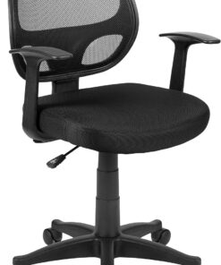 Flash Furniture Silla de oficina de respaldo medio, negra, tejida, 61 x 53 x 99 cm (ancho x profundo x alto)
