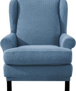 EBETA Jacquard Funda de Sillón Funda Orejero elástica, Funda Cubre Sillón Relax 1 Plaza, Funda Cojín Independiente (Azul Vaquero)