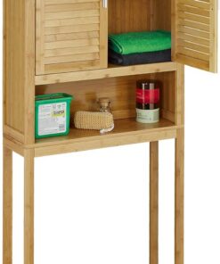 Relaxdays Mueble Lavadora, Estantería Baño Encima WC Bambú, Armario Secadora, Aprox. 176 x70 x 22,5 cm, Marrón Natural