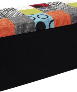 HOME DECO FACTORY - HD6507 Baúl Banco Plegable Patchwork Multicolor - Mobiliario de Asiento para Entrada, Salón, Dormitorio, Comedor - Dimensiones 76 x 38 x 38 cm - Capacidad de Asiento 110 kg | Banco de almacenamiento plegable de poliéster, asiento y espacio de almacenamiento, salón o dormitorio, 76 x 38 x 38 cm