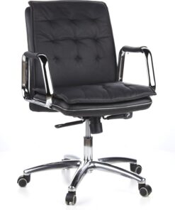 hjh OFFICE 600930 Silla de Oficina Villa 10 Cuero Negro, Silla giratoria Brazos, cómodamente Acolchado