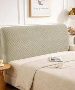Elástico Funda Cabecero Cama, 150cm, Universales Fundas Cabeceros Color Sólido, Funda Protectora De Cabecera Modernas, Desenfundable, Tejido Suave, Resistente Antipolvo, Caqui