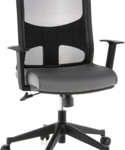hjh OFFICE 653140 Silla de Oficina LAVITA Tela Negro/Gris, Silla giatoria, Respaldo ergonómico en Malla Transpirable